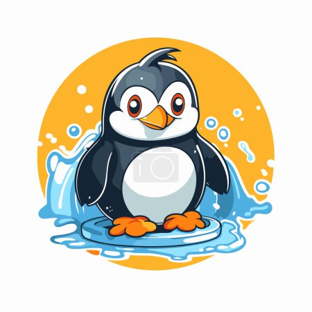 Illustration for Cute penguin in the water. Vector illustration isolated on white background. - Royalty Free Image