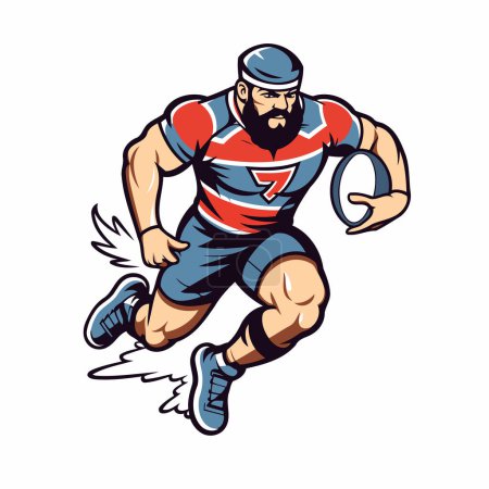 Téléchargez les illustrations : Joueur de rugby qui court avec une balle. Illustration vectorielle prête pour la découpe vinyle. - en licence libre de droit