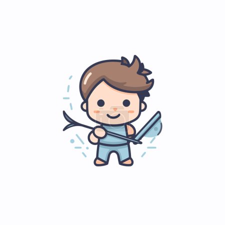 Illustration for Cute boy cupid with bow and arrow. Vector illustration. - Royalty Free Image