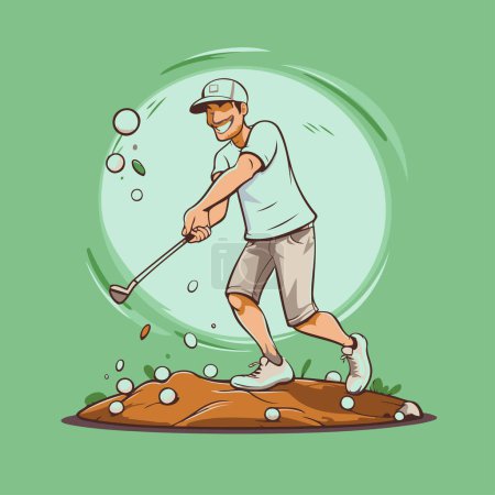 Téléchargez les illustrations : Golfeur jouant au golf. Illustration vectorielle d'un golfeur jouant au golf. - en licence libre de droit