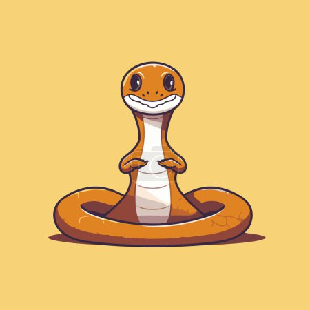 Ilustración de Linda serpiente sobre un fondo amarillo. Ilustración de personajes de dibujos animados vectoriales. - Imagen libre de derechos