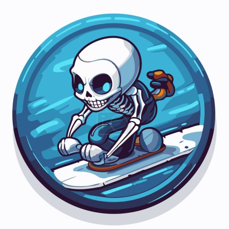 Illustration for Skier cartoon mascot. Vector illustration of a skier with skis. - Royalty Free Image