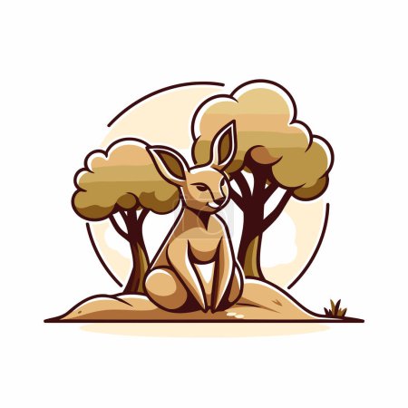 Illustration for Kangaroo in the forest. Cartoon style. Vector illustration. - Royalty Free Image