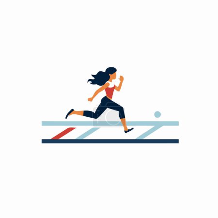 Ilustración de Mujer corriendo icono de vector de color plano. Atleta corriendo en línea de salida. - Imagen libre de derechos