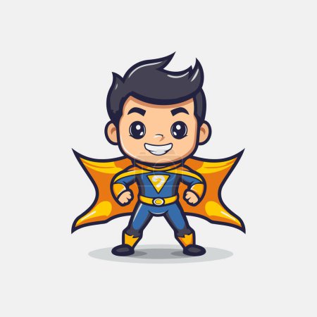 Ilustración de Personaje de dibujos animados Superhero Boy Mascota Diseño Vector Ilustración. - Imagen libre de derechos