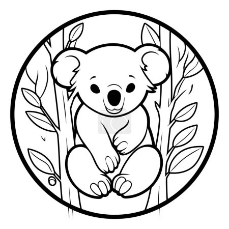 Téléchargez les illustrations : Livre à colorier pour les enfants : koala mignon assis sur l'arbre - en licence libre de droit