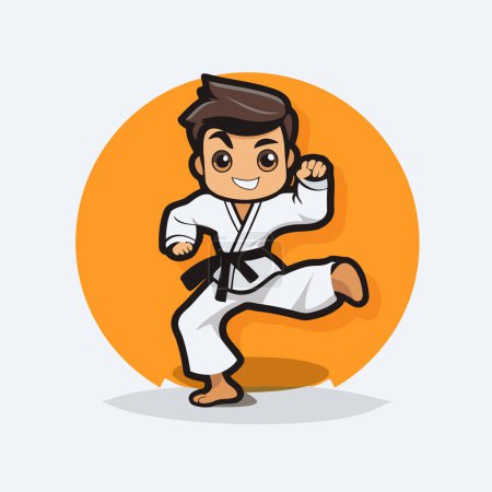 Illustration for Taekwondo cartoon character vector illustration. Karate man. - Royalty Free Image