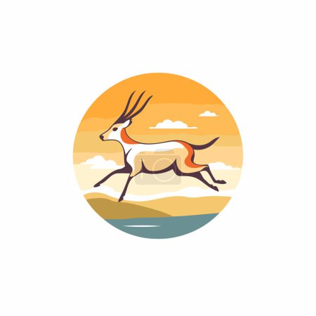 Téléchargez les illustrations : Modèle de conception logo cerf. Illustration d'icône vectorielle antilope créative. - en licence libre de droit
