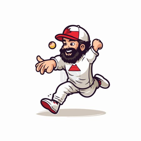 Illustration for Baseball player cartoon vector illustration. Cartoon baseball player with ball. - Royalty Free Image