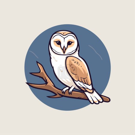 Illustration for Owl on tree branch. vector illustration in flat cartoon style. - Royalty Free Image