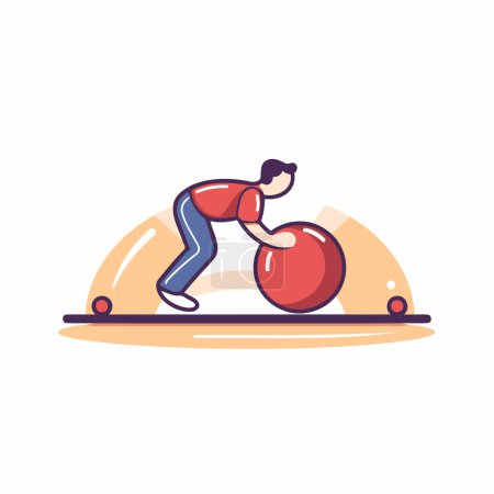 Téléchargez les illustrations : Illustration vectorielle d'un homme faisant des pompes sur une balle de fitness. - en licence libre de droit