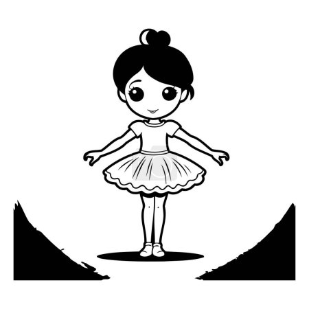 Téléchargez les illustrations : Jolie petite ballerine en tutu. Illustration vectorielle - en licence libre de droit
