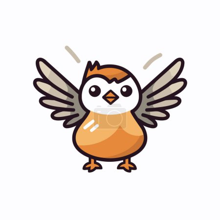 Illustration for Cute little bird with wings and open beak. Vector illustration. - Royalty Free Image