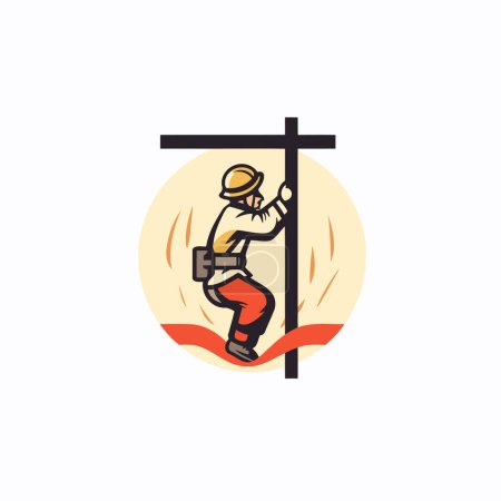Illustration for Illustration of a construction worker on a construction site. Vector illustration. - Royalty Free Image
