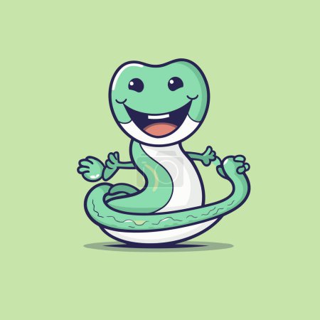 Téléchargez les illustrations : Mascotte de Serpent Cartoon mignon personnage vectoriel icône Illustration Design - en licence libre de droit