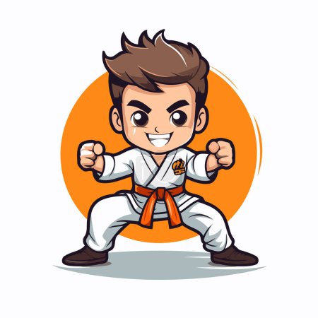 Illustration for Karate Boy Cartoon Mascot Character. Vector Illustration. - Royalty Free Image