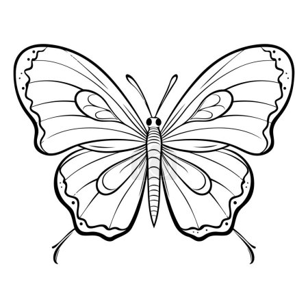 Téléchargez les illustrations : Papillon isolé sur fond blanc. Illustration vectorielle dans le style doodle. - en licence libre de droit