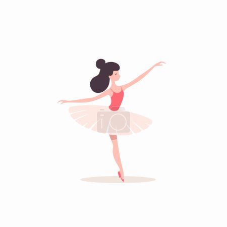Beautiful ballerina in a pink tutu. Vector illustration in a flat style.