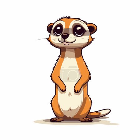 Illustration for Cute cartoon meerkat isolated on white background. Vector illustration. - Royalty Free Image