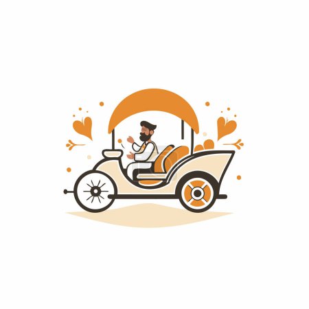 Illustration for Vector illustration of a man driving a golf cart. Flat style. - Royalty Free Image