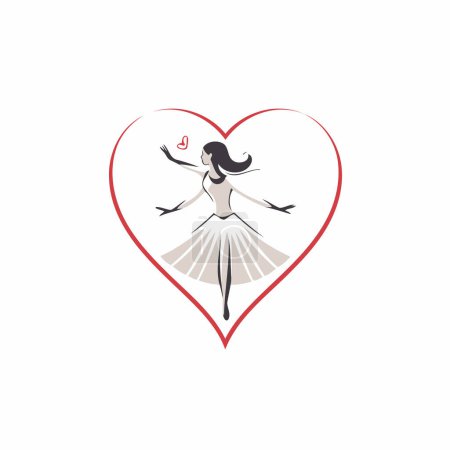 Illustration for Beautiful ballerina dancing in the heart. Vector illustration. - Royalty Free Image