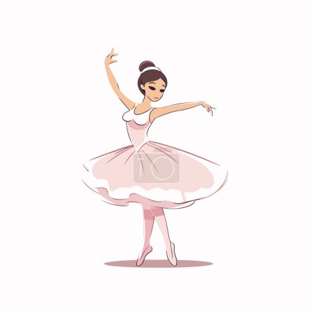 Beautiful ballerina in pink tutu. Vector illustration.