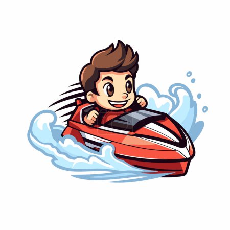 Ilustración de Hombre montando moto acuática. Ilustración vectorial de un niño montando moto acuática. - Imagen libre de derechos