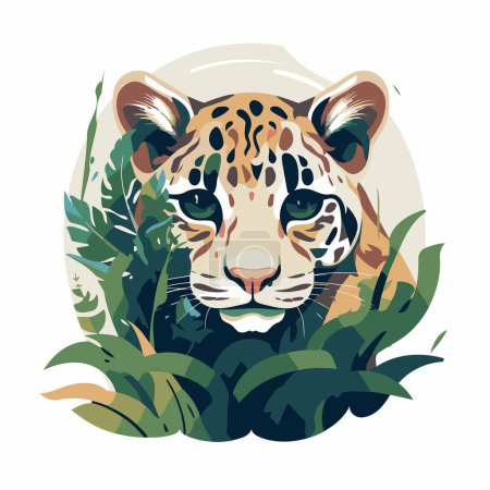 Illustration for Jaguar in the jungle. Vector illustration on white background. - Royalty Free Image