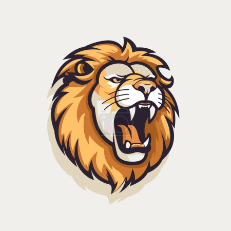 Téléchargez les illustrations : Modèle vectoriel de conception de logo de mascotte de lion. Mascotte de tête de lion pour équipe sportive - en licence libre de droit