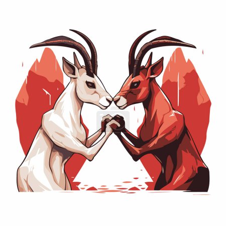 Ilustración de Ilustración vectorial de un par de antílopes enamorados. Día de San Valentín - Imagen libre de derechos