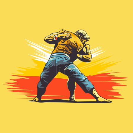 Illustration for Kung fuial arts. kickboxing. vector illustration. - Royalty Free Image