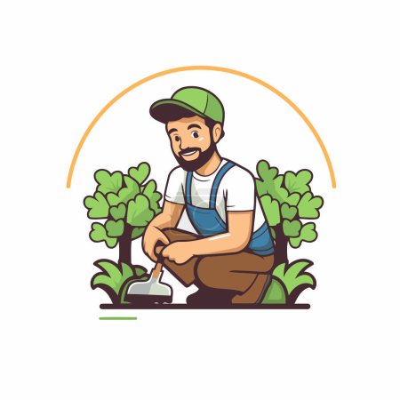 Téléchargez les illustrations : Jardinier. jardinier. horticulteur. horticulteur vecteur illustration. - en licence libre de droit