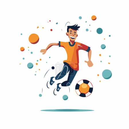 Ilustración de Jugador de fútbol con pelota en la mano. Ilustración vectorial en estilo plano - Imagen libre de derechos