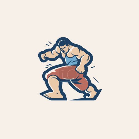 Illustration for Sumo wrestler logo. Vector illustration of sumo wrestler logo. - Royalty Free Image