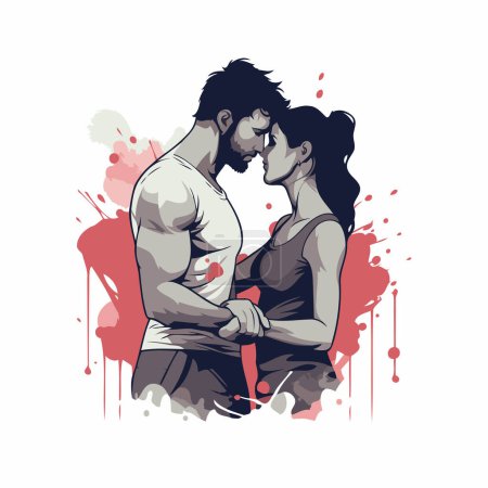 Ilustración de Pareja enamorada. Hombre y mujer besándose. Ilustración vectorial. - Imagen libre de derechos