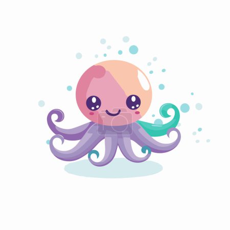 Illustration for Cute octopus cartoon character vector Illustration on a white background - Royalty Free Image