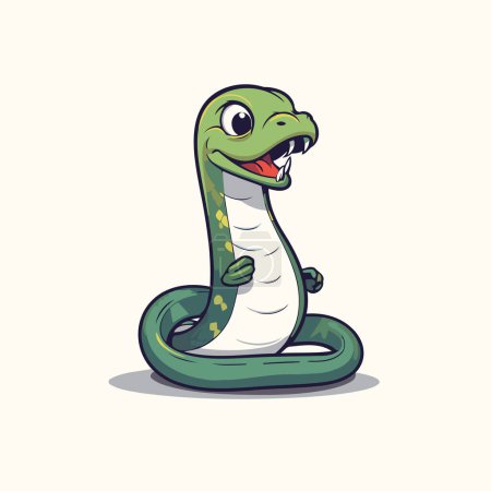 Téléchargez les illustrations : Mignon serpent de dessin animé isolé sur le fond blanc. Illustration vectorielle. - en licence libre de droit