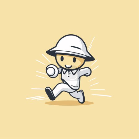 Téléchargez les illustrations : Joueur de cricket avec balle et casque. Illustration vectorielle. - en licence libre de droit