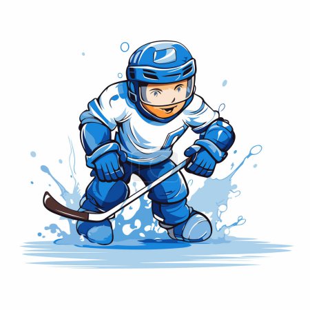 Ilustración de Jugador de hockey. ilustración vectorial. aislado sobre un fondo blanco. - Imagen libre de derechos