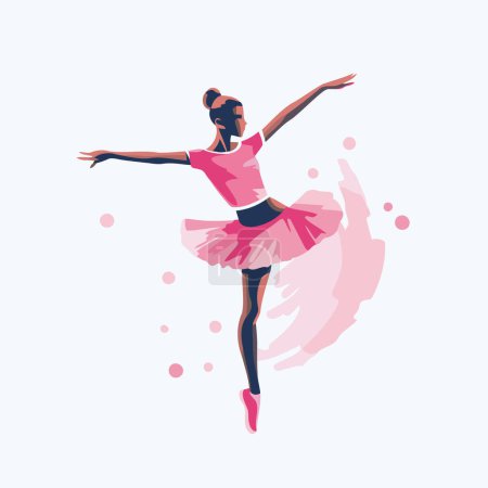 Téléchargez les illustrations : Ballerine en tutu rose. Ballerine dansant. Illustration vectorielle. - en licence libre de droit