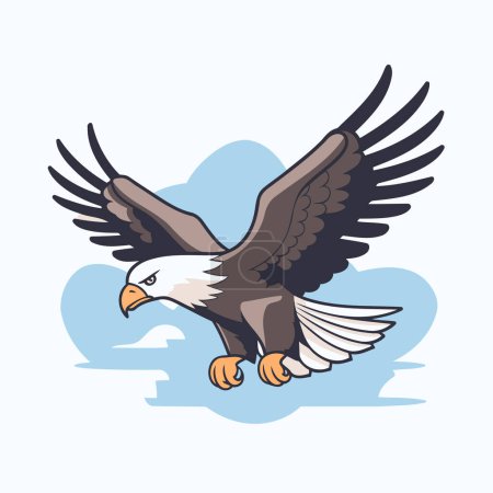 Illustration for Bald Eagle flying in the sky. Vector illustration in cartoon style. - Royalty Free Image