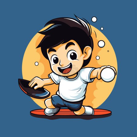 Illustration for Boy playing table tennis. Vector illustration of a boy playing table tennis. - Royalty Free Image