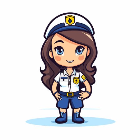 Illustration for Cute little girl dressed as a police officer. vector illustration. - Royalty Free Image