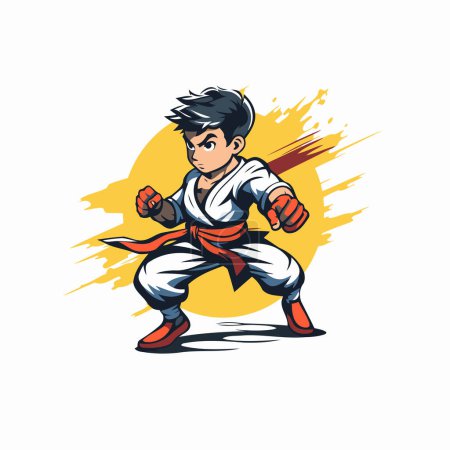 Illustration for Taekwondo fighter. Vector illustration of a taekwondo fighter. - Royalty Free Image
