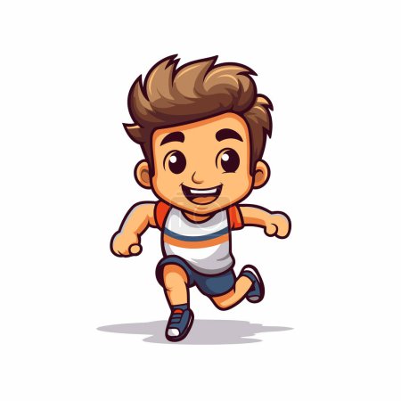 Illustration for Vector illustration of a boy running. Isolated on white background. - Royalty Free Image