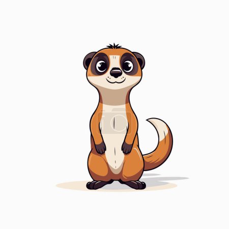 Ilustración de Bonito suricata de dibujos animados. Ilustración vectorial sobre fondo blanco. - Imagen libre de derechos