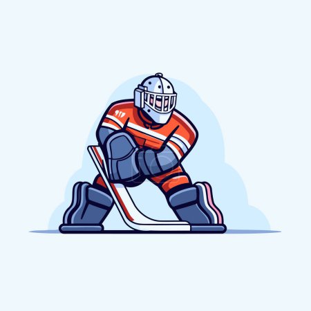 Illustration for Ice hockey player. Vector illustration of ice hockey player with the stick. - Royalty Free Image