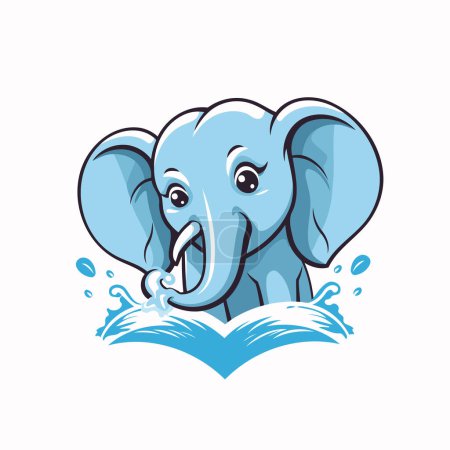 Téléchargez les illustrations : Logo vectoriel dessin animé éléphant sur fond blanc. Modèle de mascotte pour équipe sportive. - en licence libre de droit
