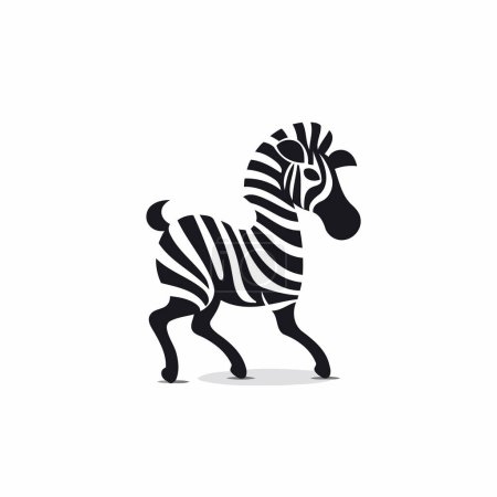 Illustration for Zebra vector illustration on white background. Black and white animal silhouette. - Royalty Free Image