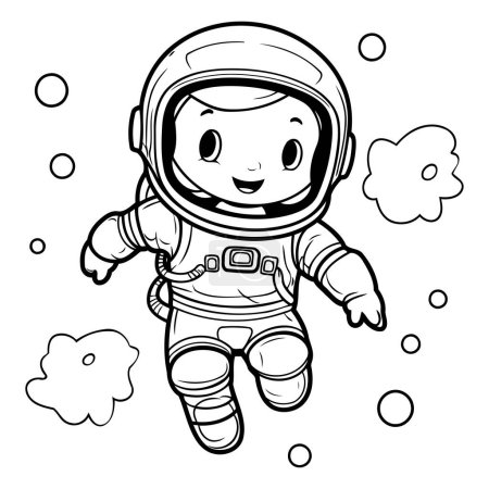 Illustration for Cute astronaut boy. Vector illustration. Coloring book for children. - Royalty Free Image